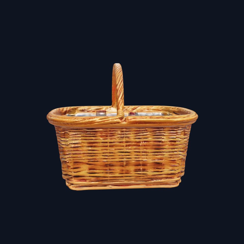 Wicker Picnic Basket Model Pack with Checkered Lining